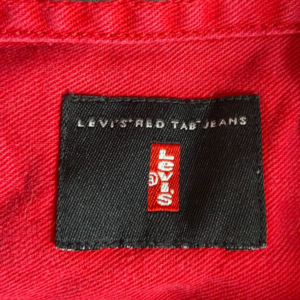 Vintage Levi's Button Down Shirt Mens Large Red Cotton Twill Long Sleeve Red Tab - Picture 3 of 12